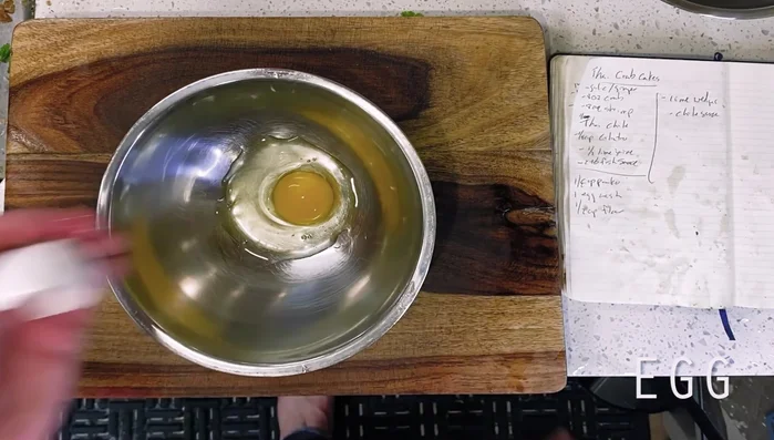Prepare breading station: Whisk egg with water, have AP flour in one bowl, and panko in another.