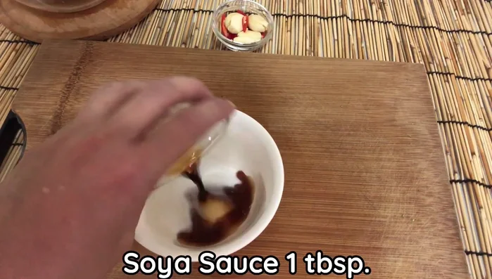 Prepare the stir-fry sauce: Mix sugar, soy sauce, fish sauce, oyster sauce, salt, pepper, and water until sugar dissolves.