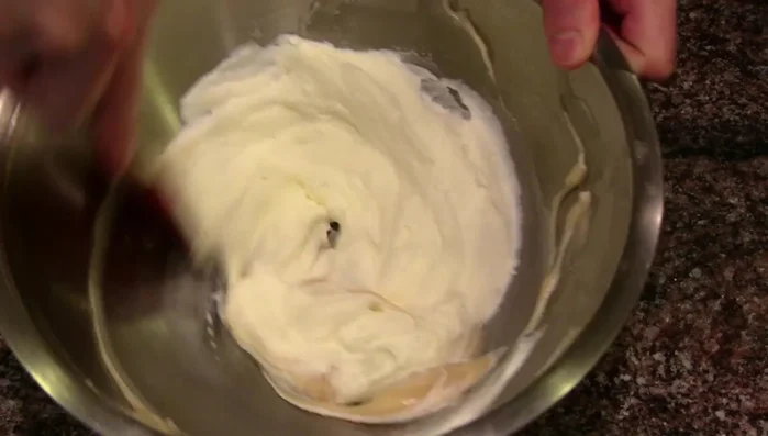 Combine whipped cream with the cream cheese mixture.