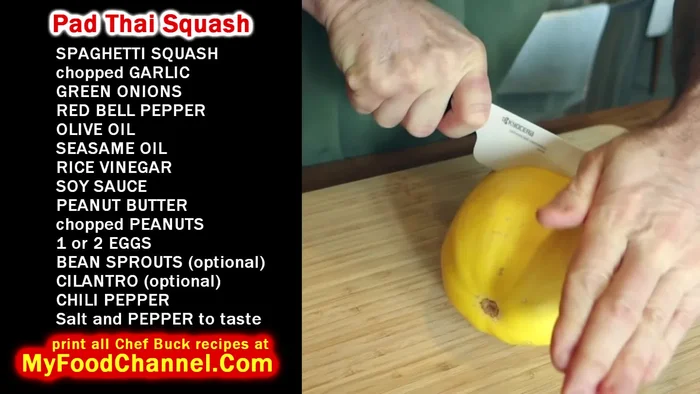 Cut the spaghetti squash in half.