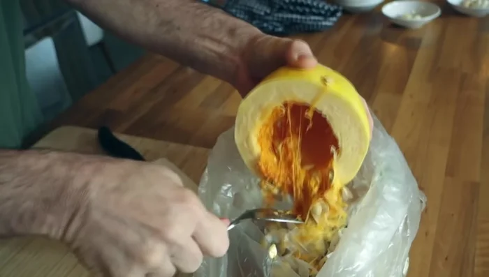 Use a spoon to scoop out the seeds and pulp.