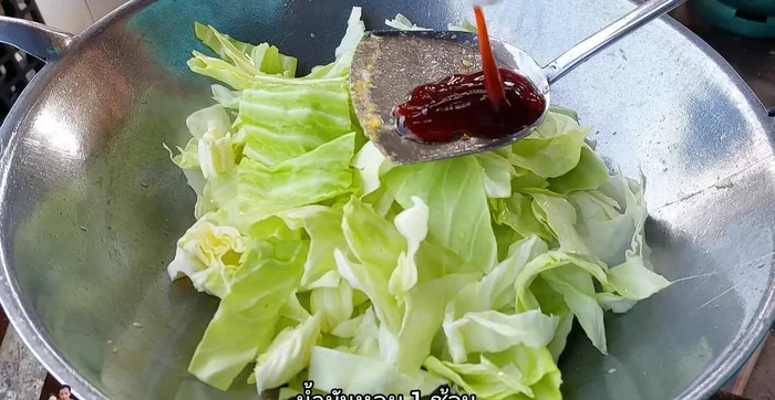 Add 1 tablespoon of oyster sauce, 1 tablespoon of light soy sauce, ½ teaspoon of seasoning powder, ½ teaspoon of ground pepper, and 1 teaspoon of sugar.