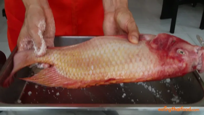 Coat the fish thoroughly with the salt mixture.