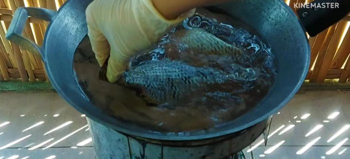 Boil the tilapia until cooked. Remove the bones and flake the fish meat.