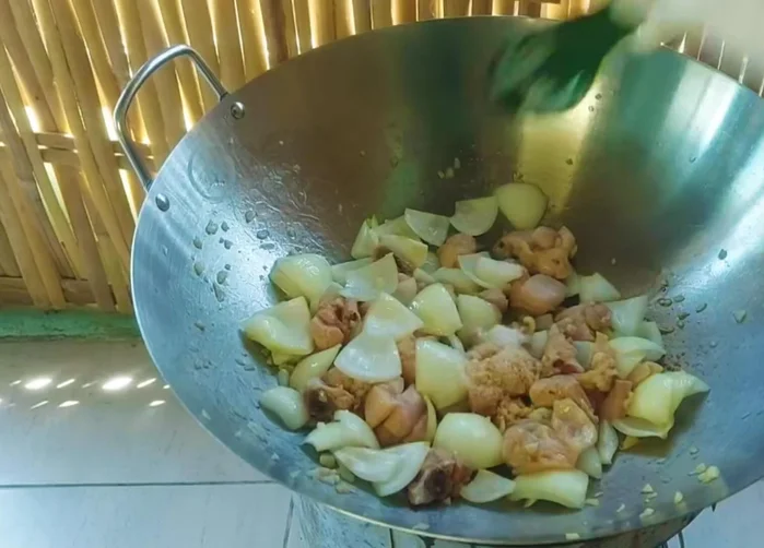 Add sugar, seasoning powder, oyster sauce, soy sauce, and white pepper. Stir-fry to combine.