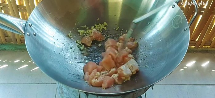 Add the chicken and stir-fry until cooked through.