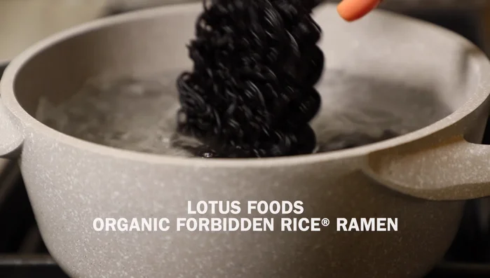 Cook the Lotus Foods Forbidden Rice Ramen according to package directions (approx. 4 minutes).