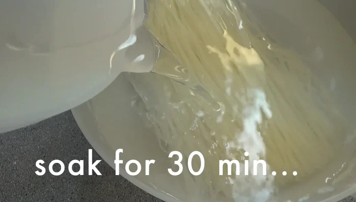 Soak noodles in warm water for 30 minutes.
