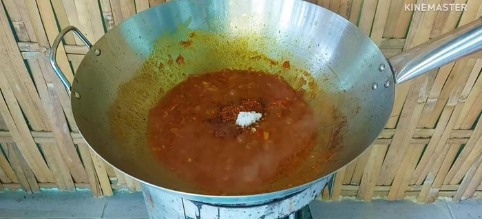 Add optional ingredients like celery, dried shrimp, and chili.