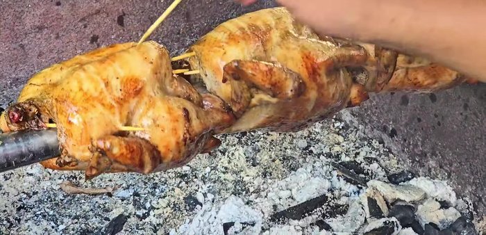 After about an hour of cooking, use a sharp object to poke holes in the chicken to ensure even cooking and faster oil rendering.