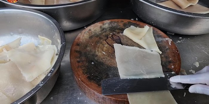 Cut off all excess fat from the pork skin to prevent rancidity.
