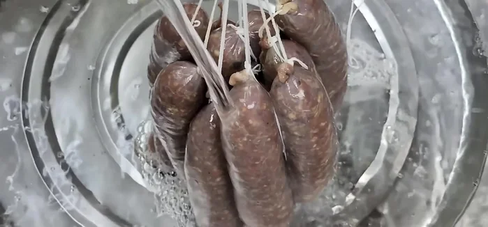 Rinse the stuffed intestines to remove any excess ingredients that may have stuck to the outside.