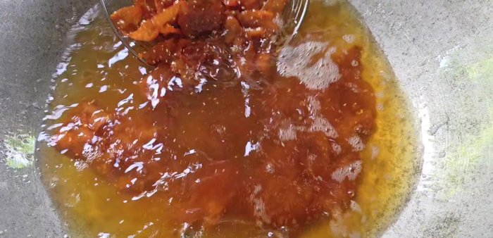 Fry until the chicken is golden yellow. Remove from pan and drain excess oil.