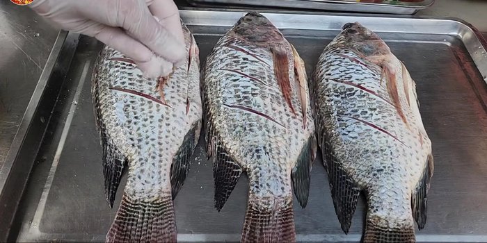 Season the tilapia: Sprinkle with salt.
