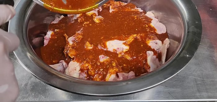 Marinate the chicken frames for 30 minutes to 1 hour (or overnight, reducing salt accordingly).