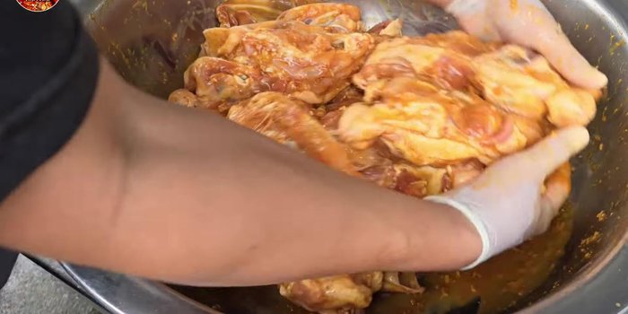Marinate the chicken bones in the mixture for 30-40 minutes. (For whole chicken, marination time may be longer)