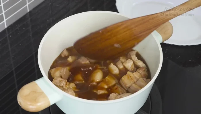 Bring to a boil, then reduce heat to low, cover, and simmer until pork is tender (45-60 minutes, or 30-40 minutes for less tender pork).