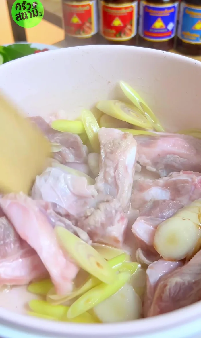 Add pork ribs and stir-fry until cooked through.