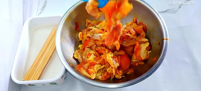 Prepare skewers: Soak 3x7 skewers in water for 10-15 minutes to prevent sticking.