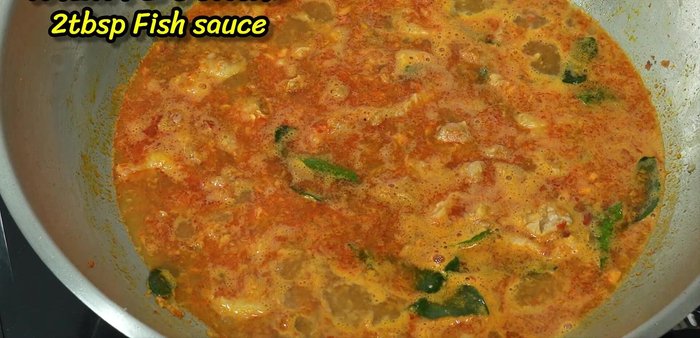 Season with fish sauce and seasoning powder. Add pumpkin.