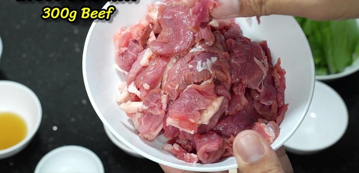 Cut the beef horizontally into thin slices to reduce toughness.