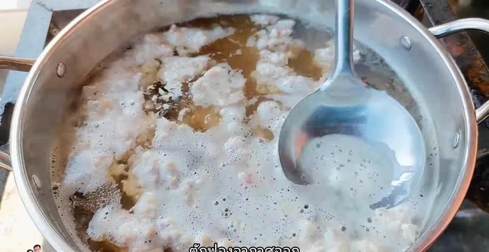 Skim the foam: As the pork cooks, skim off any foam that rises to the surface to keep the soup clear (147.28).