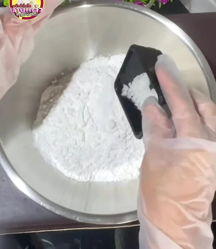 Mix all-purpose flour, rice flour, corn flour, salt, and baking powder.