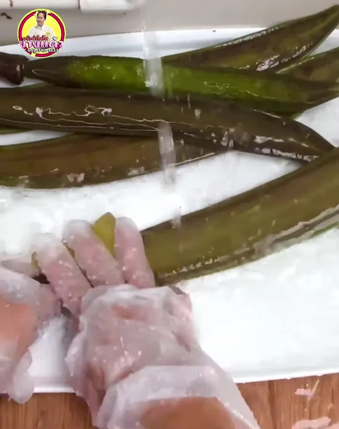 Clean the peka: Use a Scotch-Brite to scrub the peka pods to remove dust and sticky residue. Rinse thoroughly.