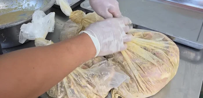 Marinate the chicken: Coat the chicken pieces thoroughly with the marinade, ensuring it reaches all the gaps. Marinate in a Hayden bag in an ice bucket for 3-4 hours.