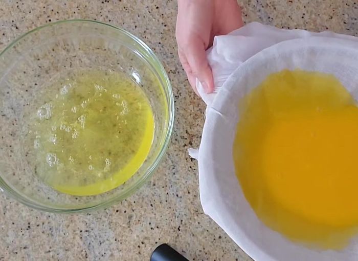 Sieve the egg yolks twice to remove any remaining bits of egg white.