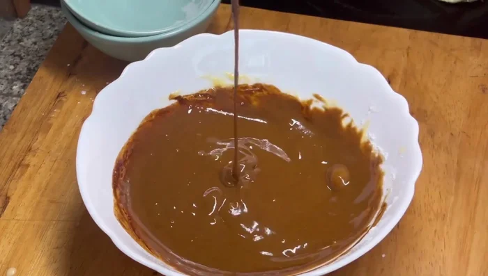 Add the coffee mixture to the egg mixture and stir until well combined.