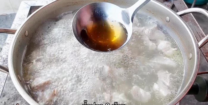 Add 2 tablespoons of dried fish sauce, 1 tablespoon of light soy sauce, 1 teaspoon of MSG, and 1 teaspoon of flavor enhancer (optional).