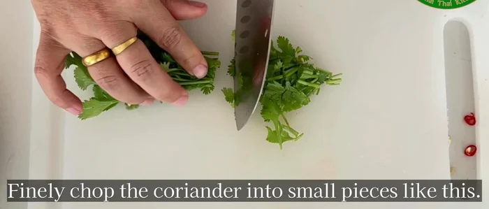 Chop the coriander into small pieces.