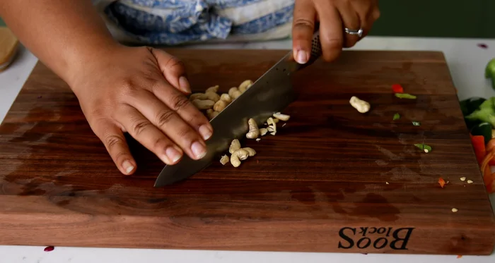 Prep cashews: Chop raw cashews (or your preferred nut/seed).