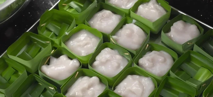 Prepare the coconut milk topping: Mix cornstarch, water, salt, and coconut milk. Cook over medium heat, stirring frequently until thickened.