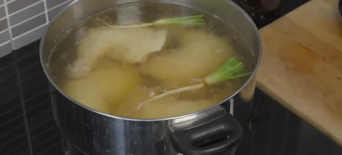 Skim off any foam or fat that rises to the surface during the first 10-15 minutes of simmering.