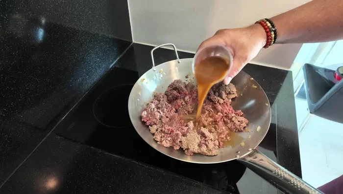 Add beef stock to prevent burning.