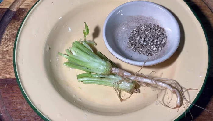 Pound coriander roots and white pepper.