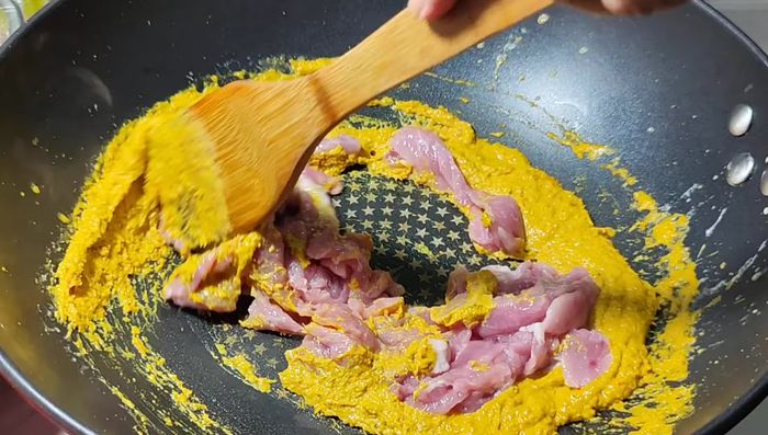 Add the sliced pork and cook until your desired level of doneness is reached, adjusting heat as needed (low to medium heat recommended).