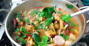 Spicy Sticky Chicken Soup: Thai Basil & Roasted Chili Recipe