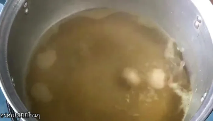 Add pork cubes (or meatballs) to the boiling water. Cook until done.