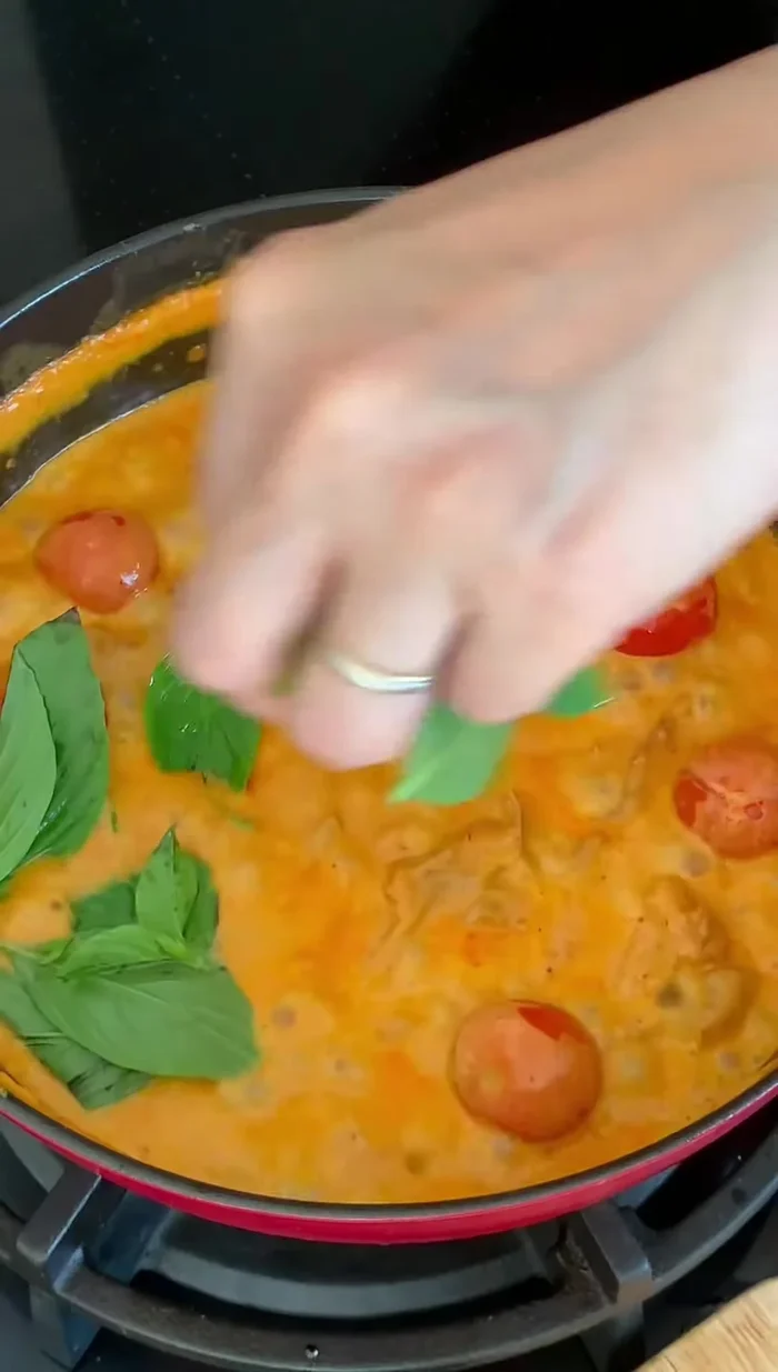 Combine everything again. Add Thai basil and mix thoroughly.