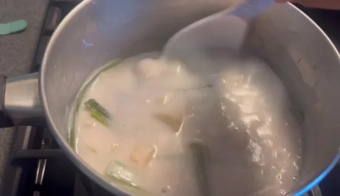 Simmer gently for about 15 minutes, or until the bananas are tender and the coconut milk has thickened slightly. Do not overcook.