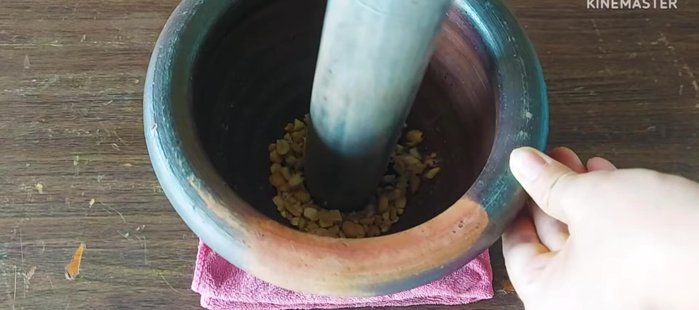 Gently crush the roasted peanuts. Don't over-process.