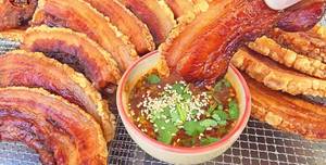 Crispy Sun-Dried Pork Belly with Spicy Dipping Sauce