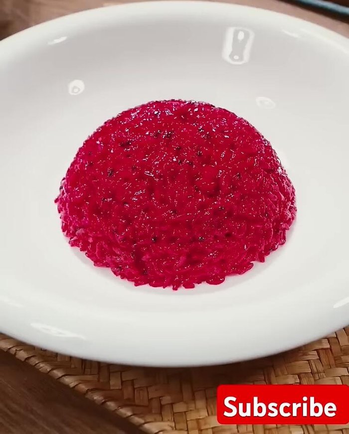 Dragon fruit rice is also ready. Add pakhi curry and eat.