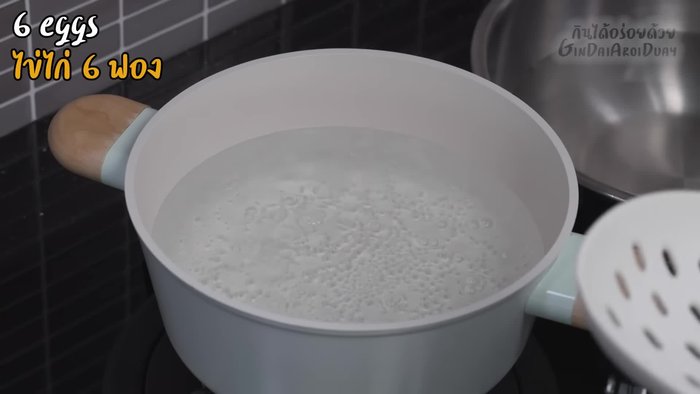 Boil eggs for 5-5.5 minutes, stirring frequently for a perfectly centered yolk.