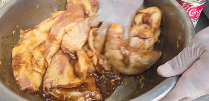 Marinate the pork neck for at least 30 minutes (or 3-6 hours or overnight).