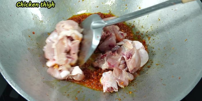 Add the chicken and stir-fry until partially cooked.