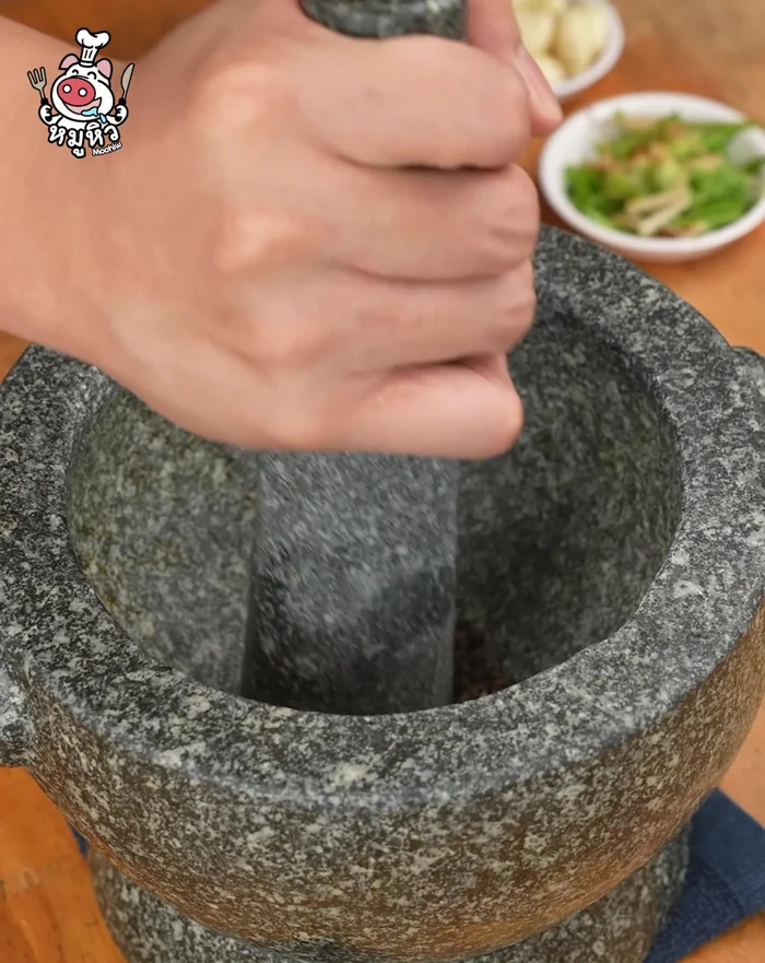 Grind black peppercorns in a bowl. Make three batches.